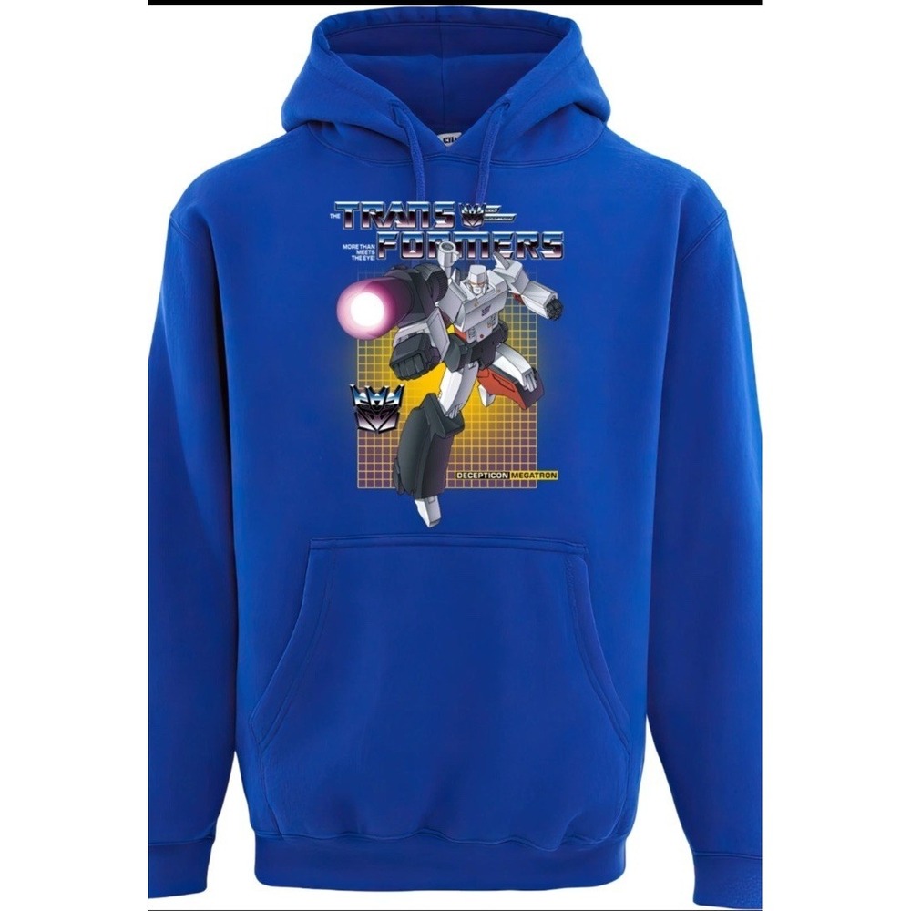 Transformers Hasbro "Megatron" Pullover Hoodie, Blue Sweatshirt Unisex Medium